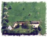 airial view of Church Farm House and the Garden Chalet