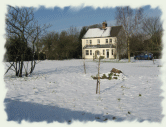 Church Farm House garden in the snow